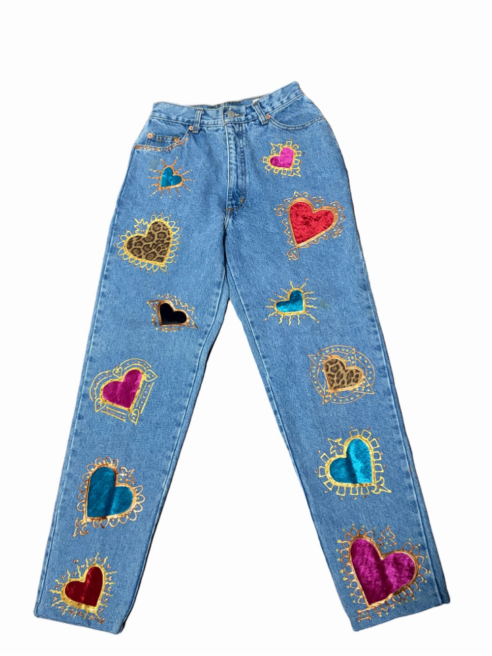 RARE Vintage Leslie Hamel LA Hand-Painted Sacred Heart Jeans | Bergdorf Goodman